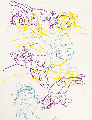 Tiffany Miller Russell - Essence of Cat: Mako in Purple, Blue, and Yellow #1 - Work in Progress