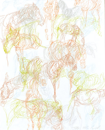Tiffany Miller Russell - Essence of Horse: Mass, Brown & Green #1 - Colored Pencil