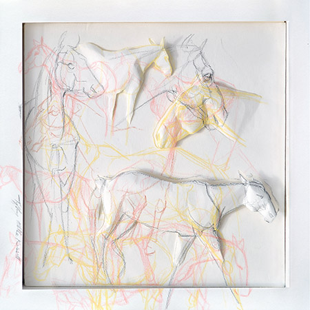 Tiffany Miller Russell - Essence of Horse: Yellow & Pink #1 - Colored Pencil and Sculpted Paper