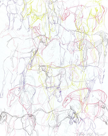 Tiffany Miller Russell - Essence of Horse: Purple & Green #1 - Colored Pencil