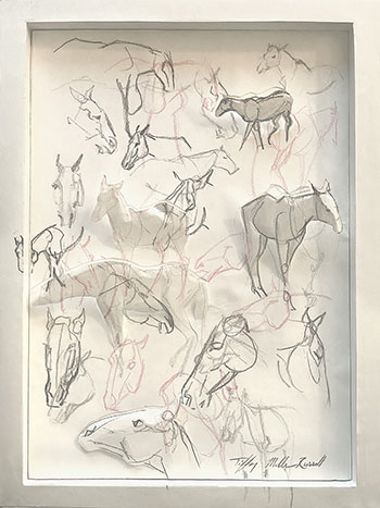Tiffany Miller Russell - Essence of Horse: Pink & Black #1 - Pencil, Colored Pencil and Sculpted Paper