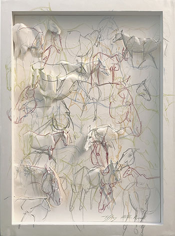 Tiffany Miller Russell - Essence of Horse: Deep Tones #1 - Colored Pencil and Sculpted Paper