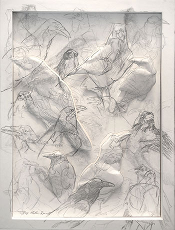 Tiffany Miller Russell - Essence of Raven: Graphite & Black #1 - Graphite Pencil and Sculpted Paper