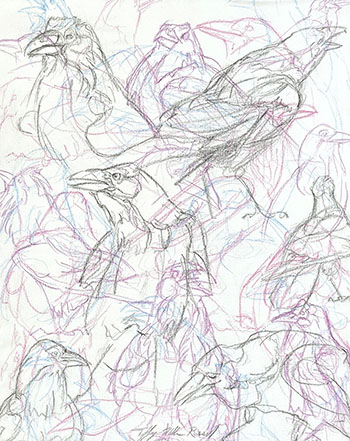 Tiffany Miller Russell - Essence of Raven: Pink & Blue #2 - Colored Pencil