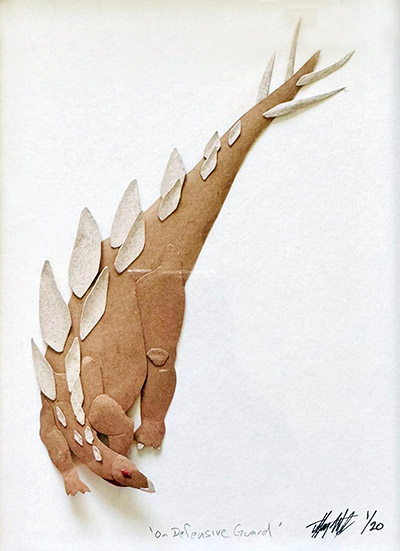 Tiffany Miller Russell - On Defensive Guard - Cut Paper Sculpture