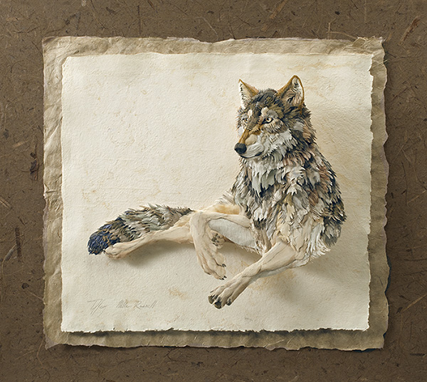 Tiffany Miller Russell - Wolf Repose - Cut Paper Sculpture